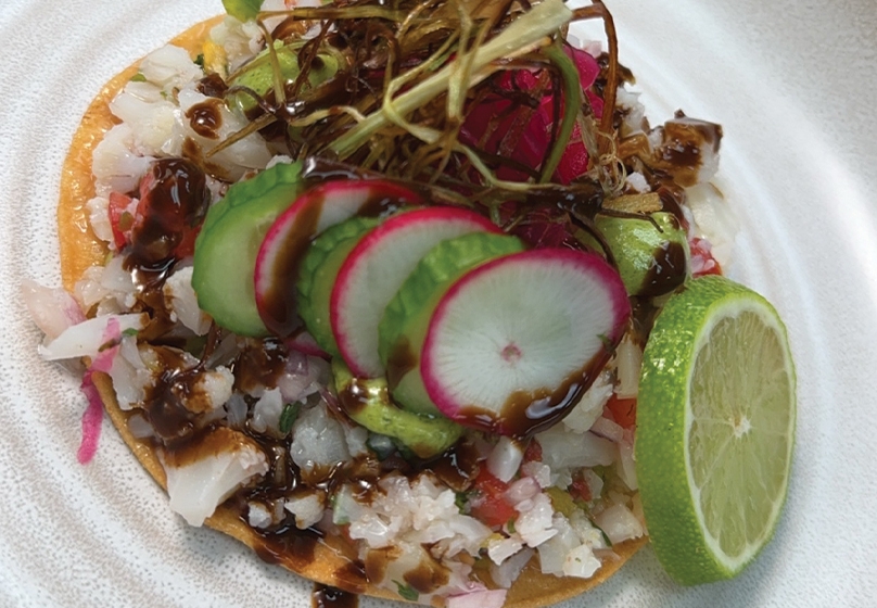 Tostada de Ceviche Vegano.