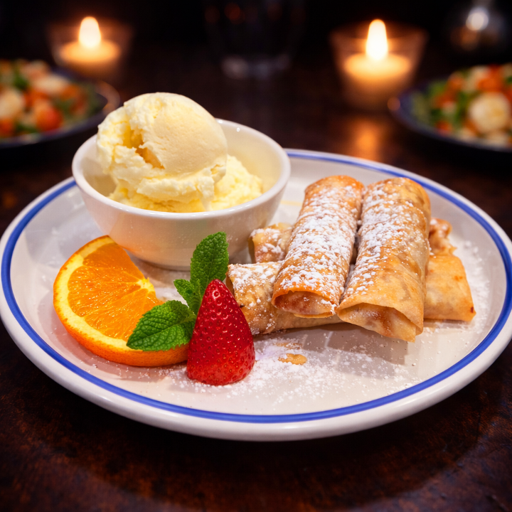Fried Banana & Ice Cream.