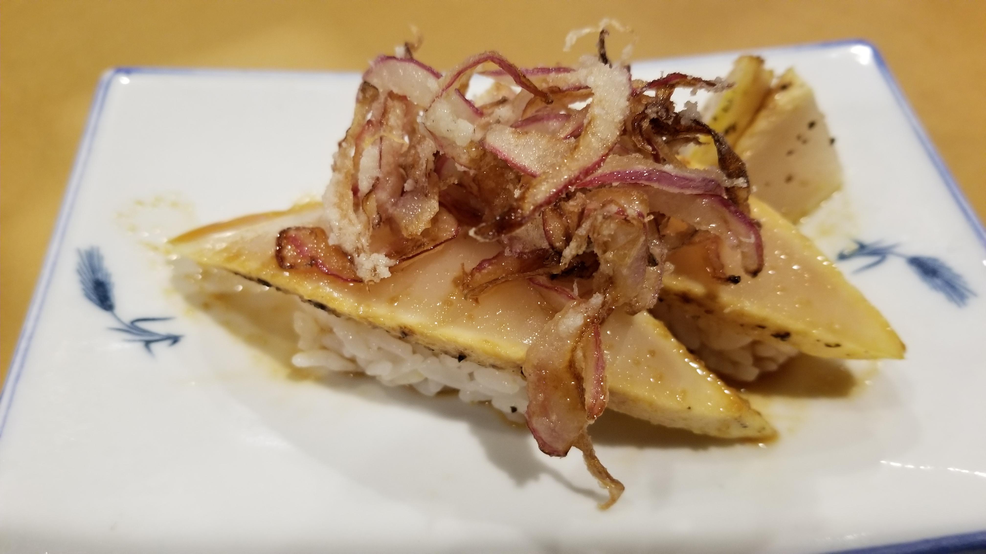 Lemon Pepper Seared Escolar Sushi.