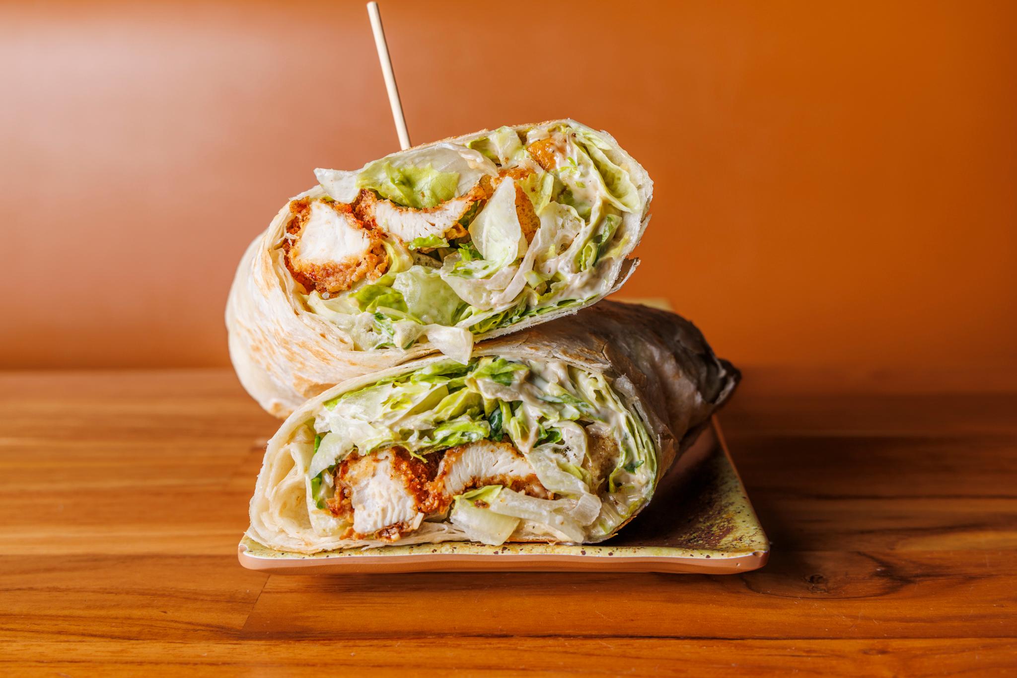 *FRIED CHICKEN CAESAR SALAD WRAP.