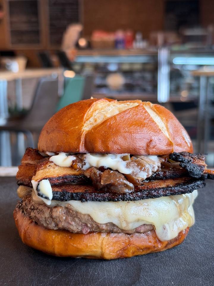 Apple Bacon Jam Pub Burger.