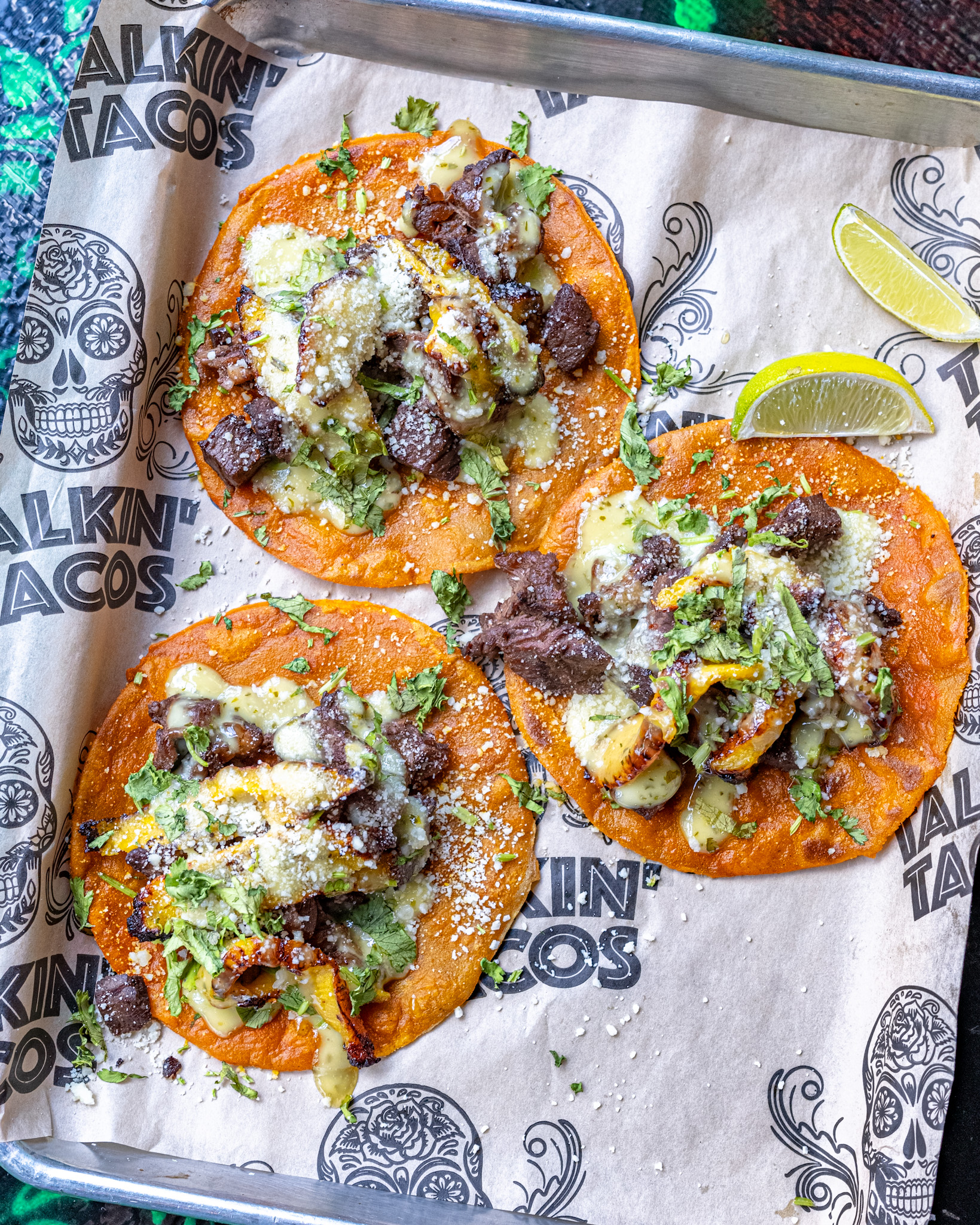 Caribbean Carne Tacos.