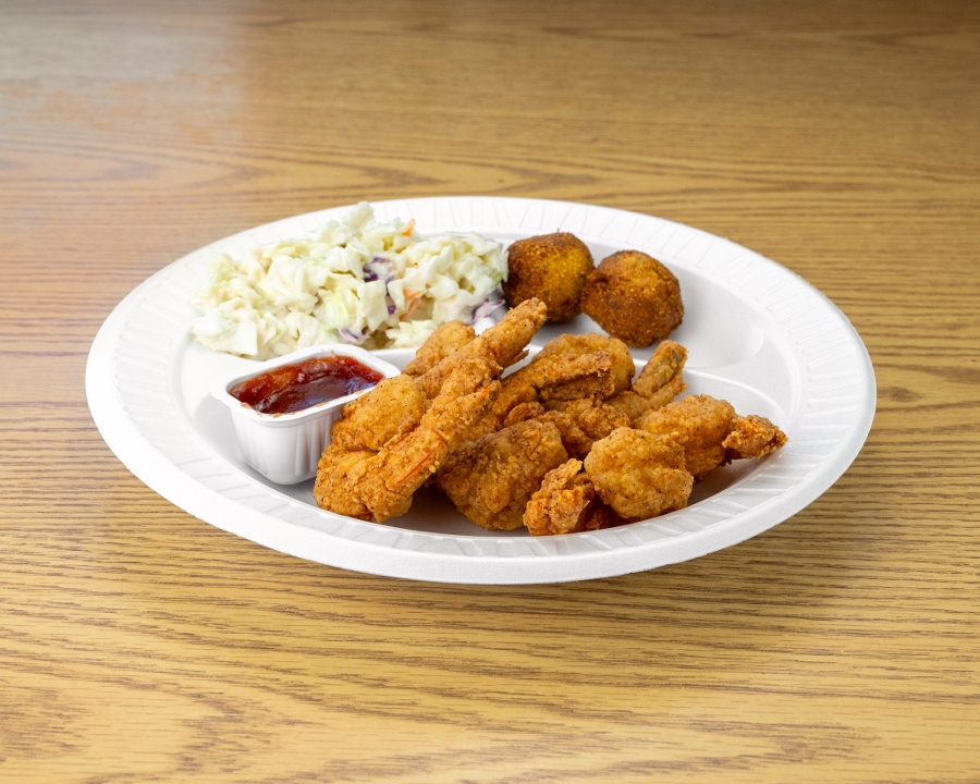 6 Hand Breaded Shrimp.