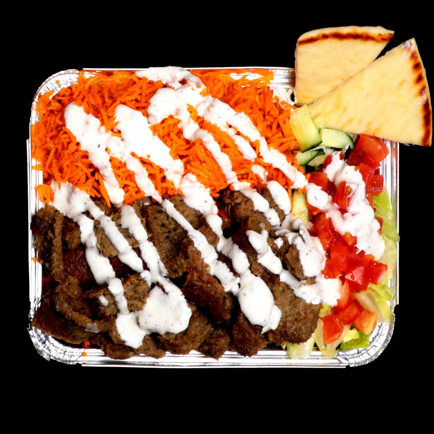 Lamb Gyro over Rice Platter.