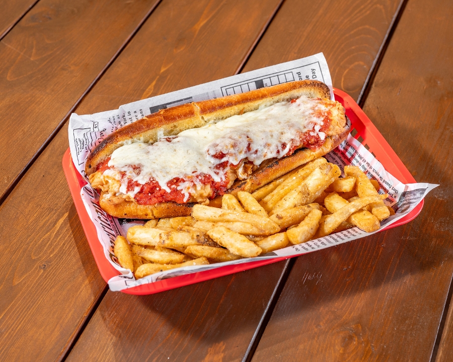 Chicken Parm Sub w/ Fries.