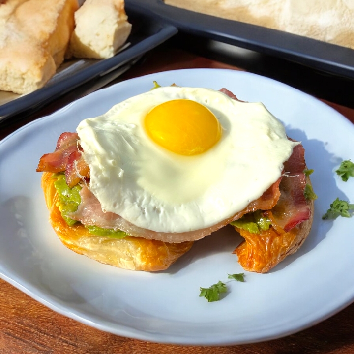 *Over Easy Bacon Croissant.