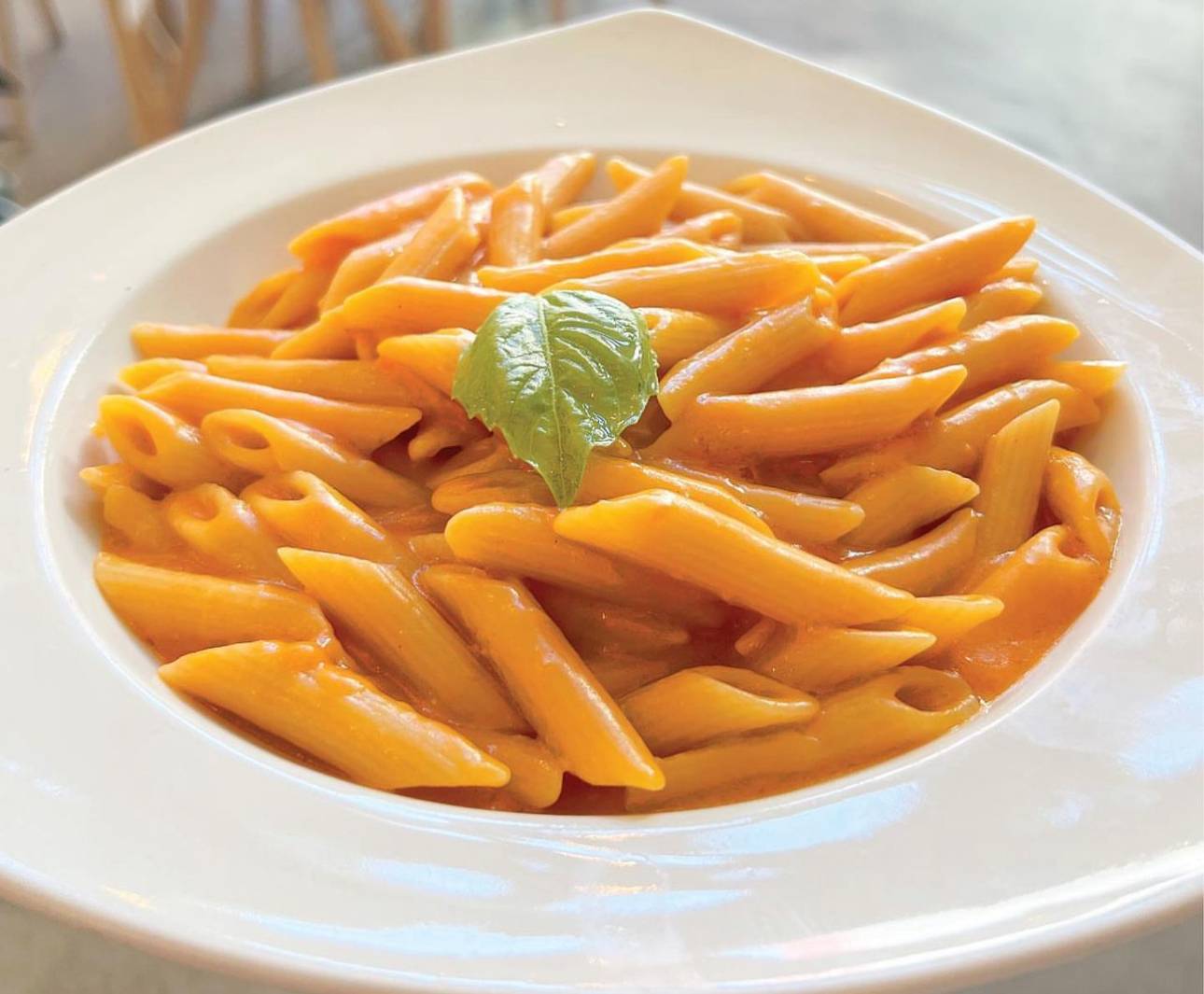 Vegan  penne pink sauce.