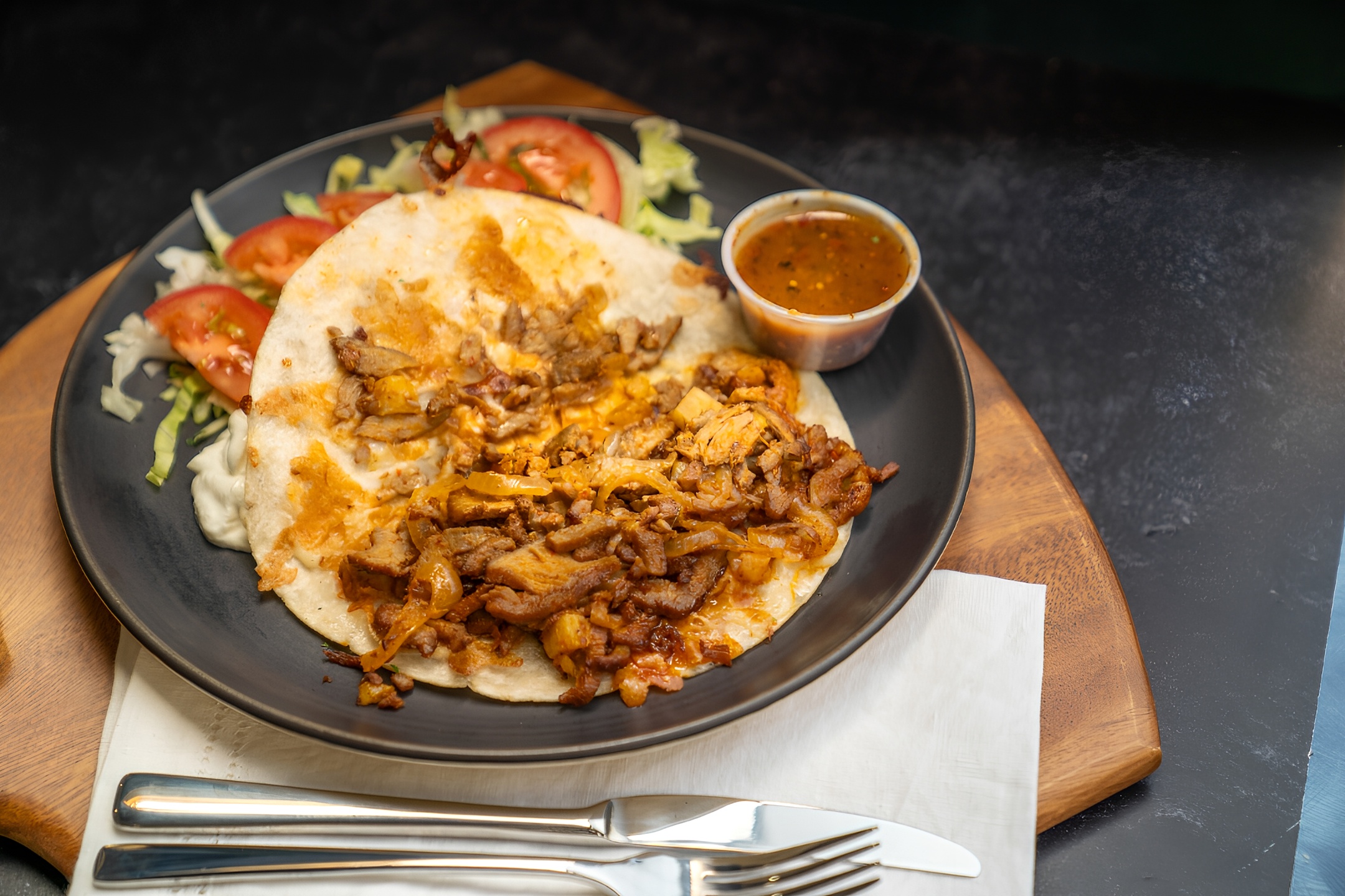 Mixed Meat Quesadilla.