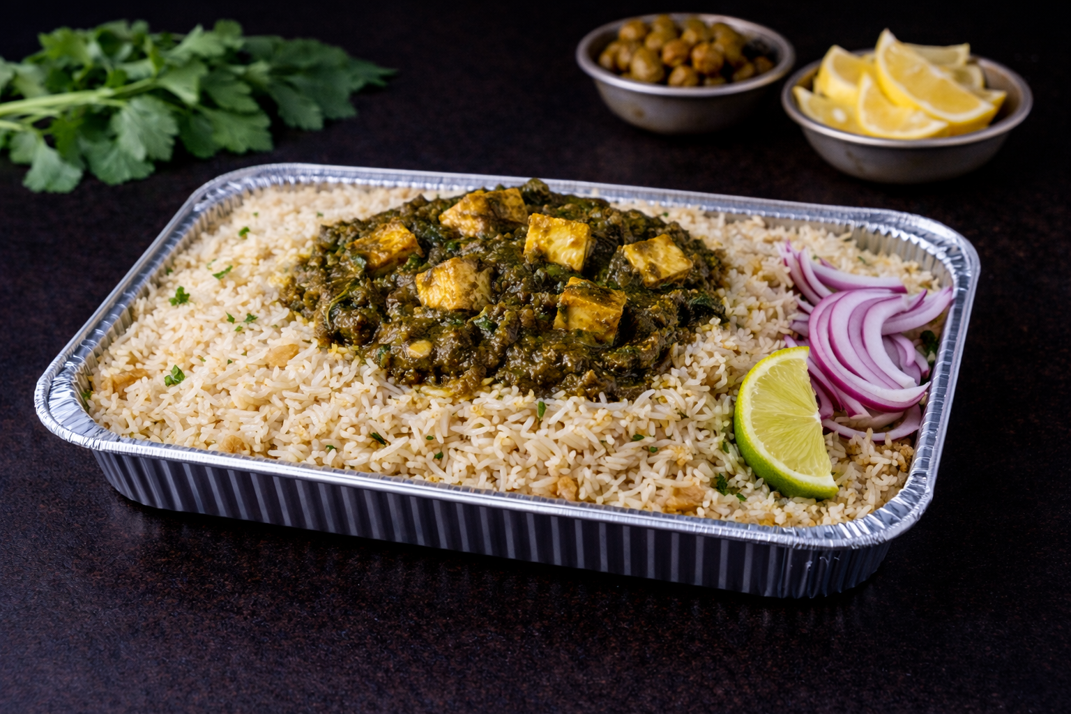 Family Pack Gongura Paneer Pulao (Sorrel Leaf Paneer Pulao).