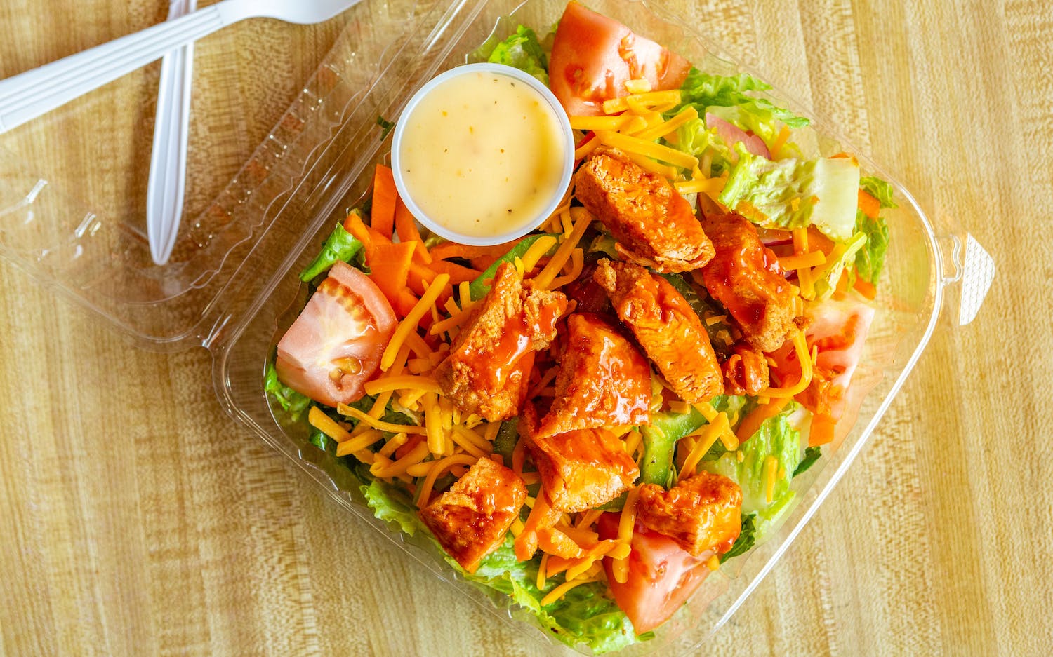 Buffalo Chicken Tender Salad.