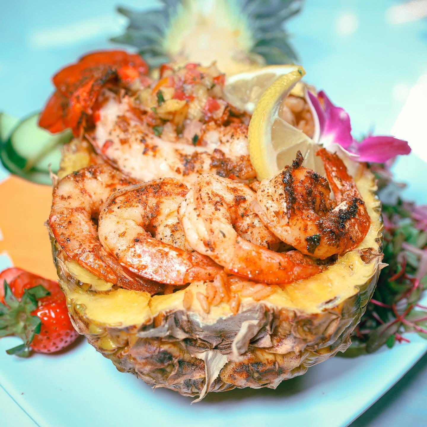 Grilled Seafood pinneapple bowl.