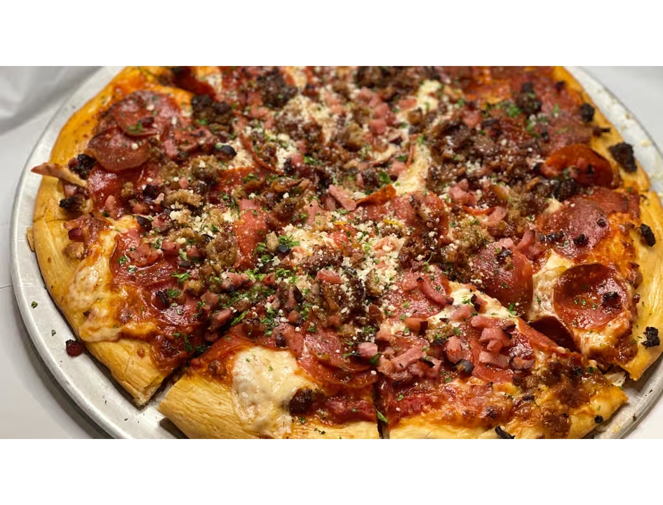 14" All Meat Pizza.