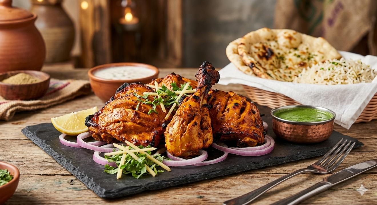 Tandoori Bone-in Signature Tandoori Chicken.