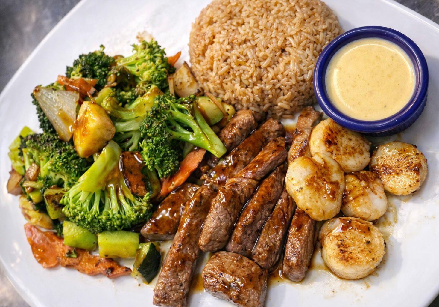 Hibachi NY Strip & Scallop.