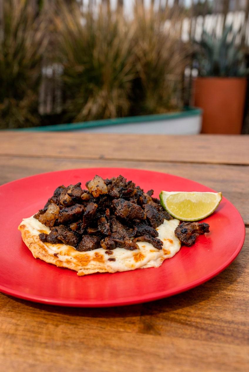 Shaved Beef Rib Tostada.