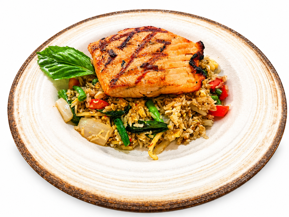 (F/r) Grilled Salmon X Green Fried Rice.