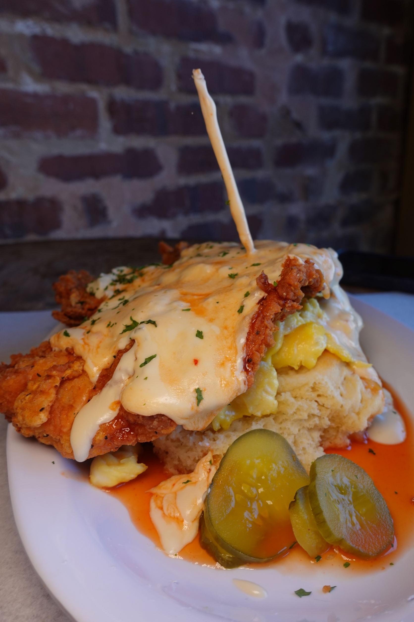 Hotlanta Chicken Cheese & Egg Biscuit.