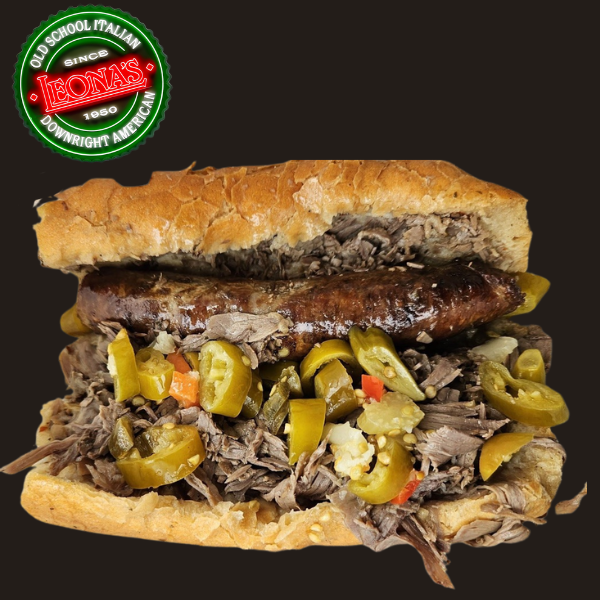 Combo Italian Beef & Sausage Sandwich.