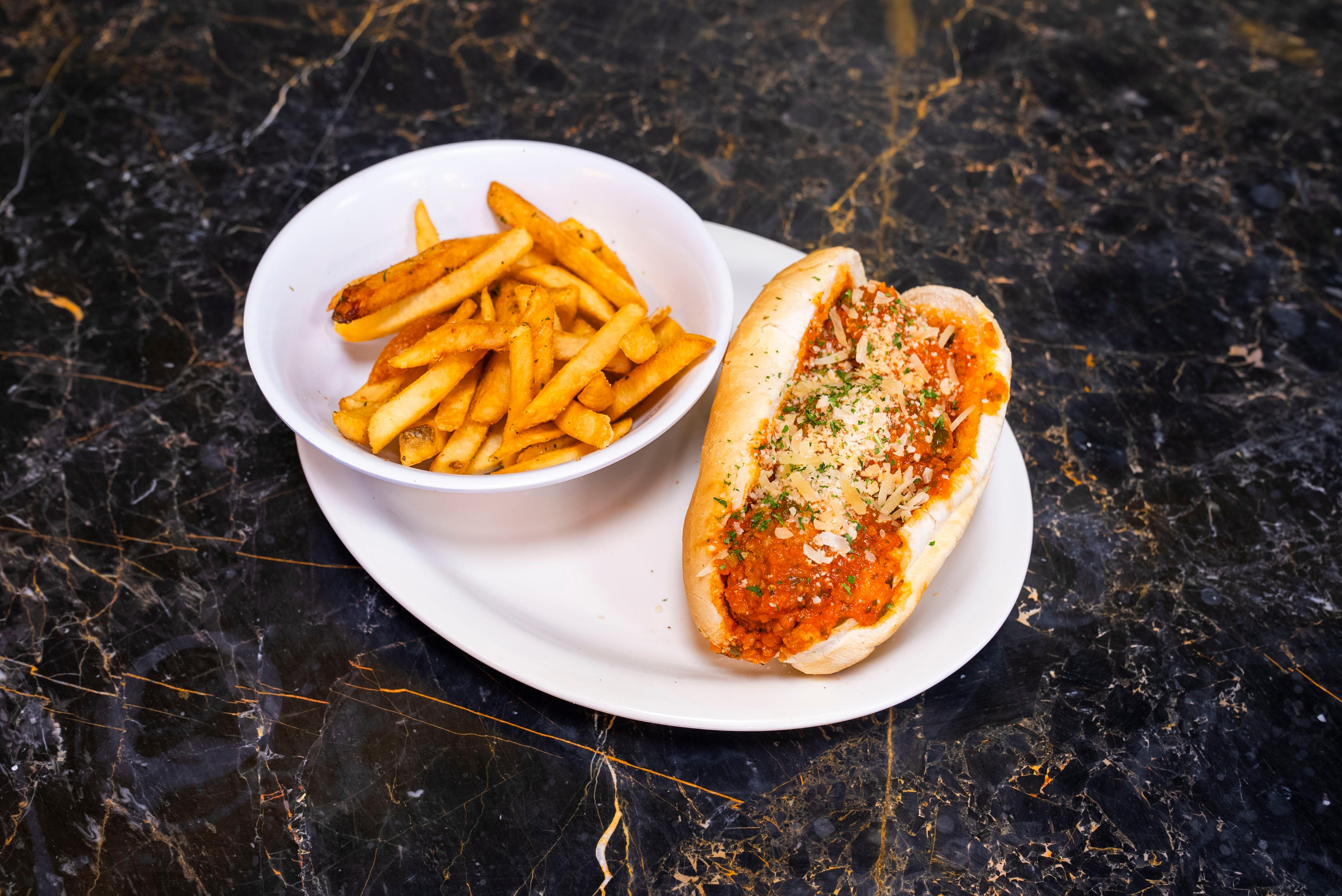 Meatball Parmigiana Sandwich.