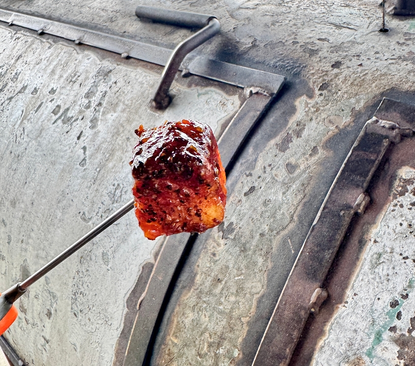 Peach Glazed Pork Belly Burnt Ends.