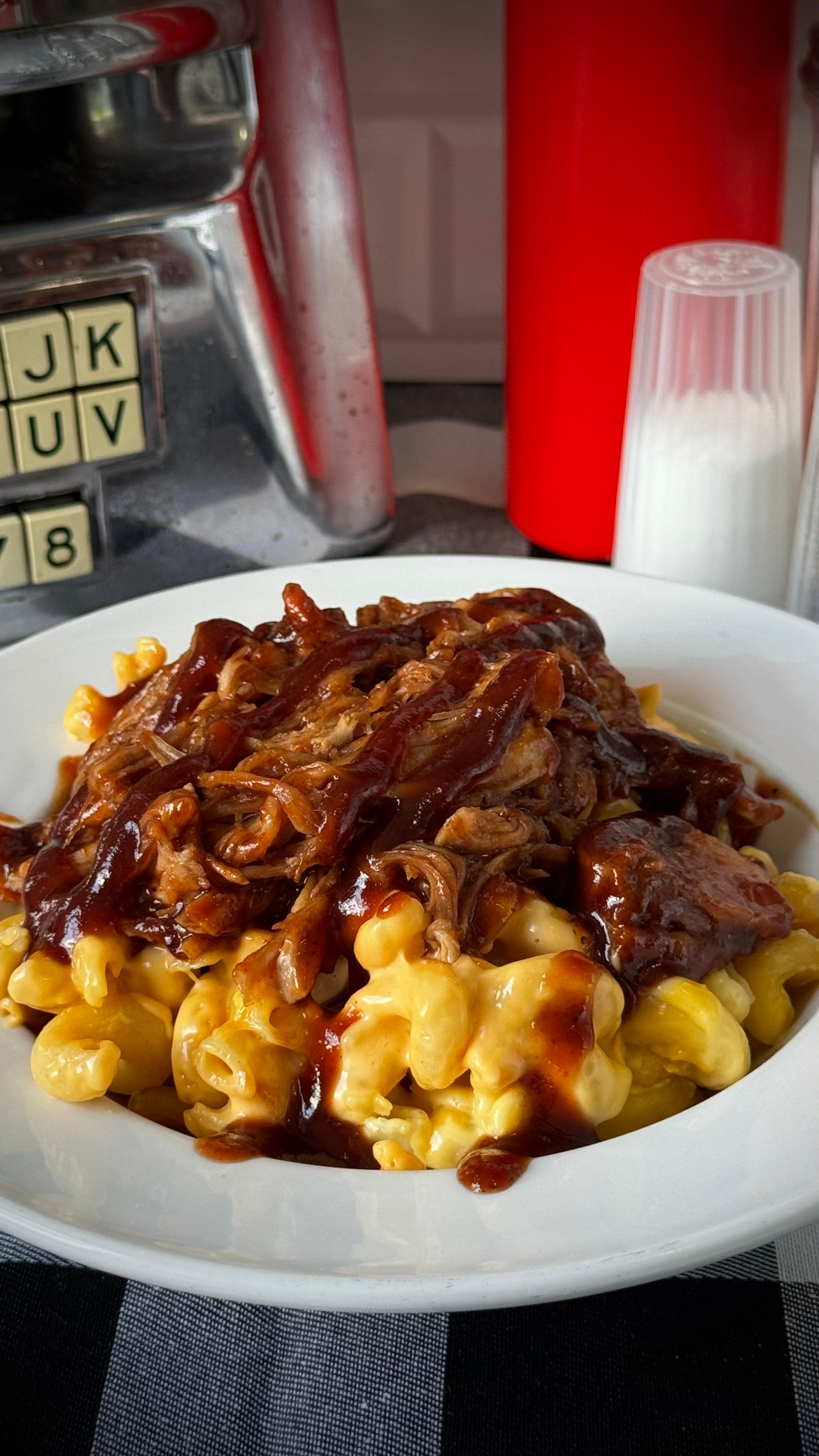 BBQ Pork Mac & Cheese.