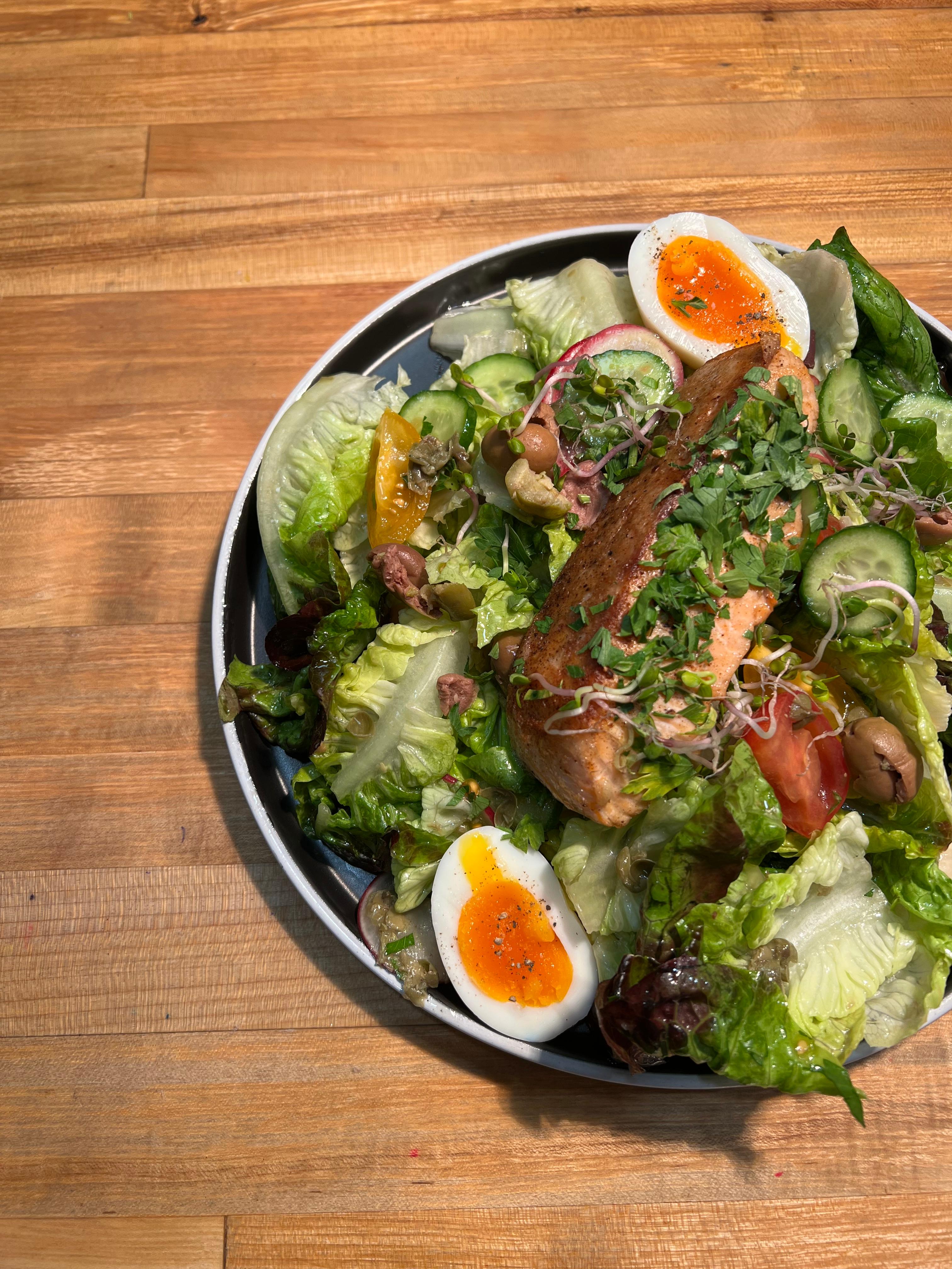 Scottish Salmon Caesar Salad.