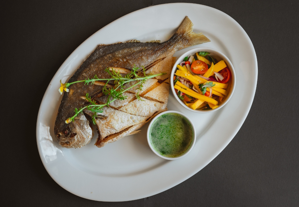 Fried Whole Pompano (GF).