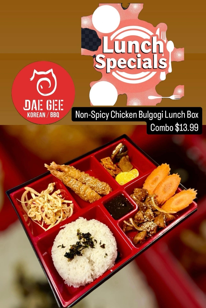 NON SPICY CHICKEN BULGOGI BENTO BOX.