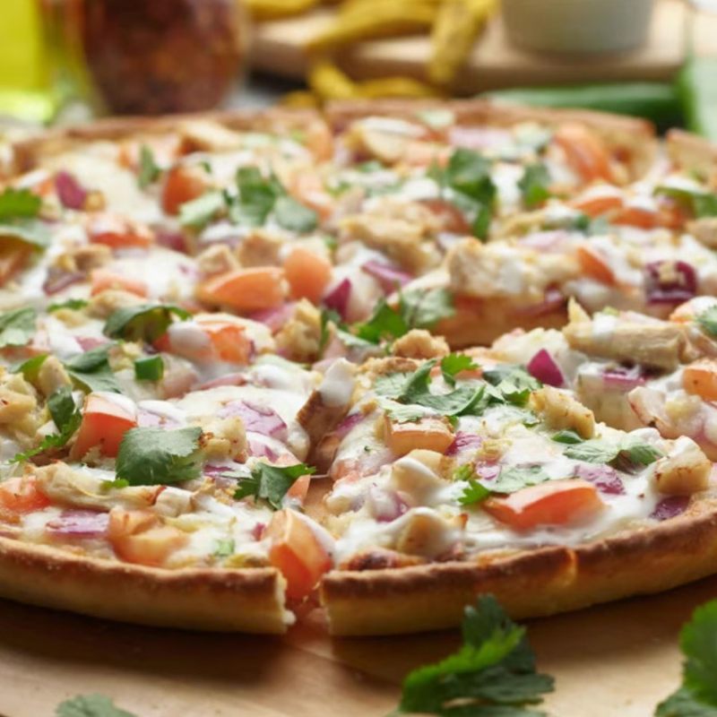 Detroit Plant-Based Garlic Chicken Pizza.