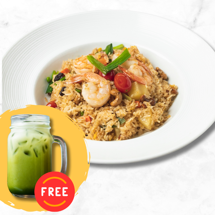 Pineapple Fried Rice (with FREE Iced Green Milk Tea).