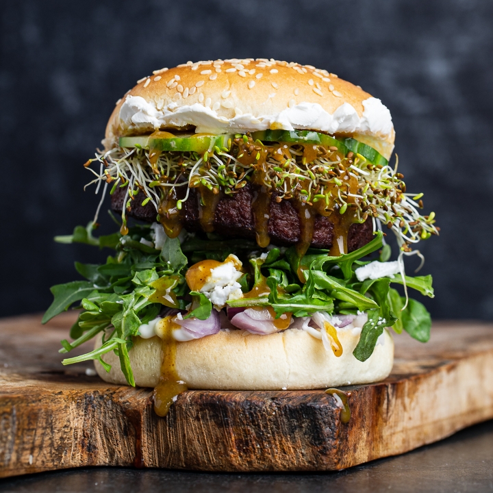 Spring Burger “Like a salad, on a burger!”.