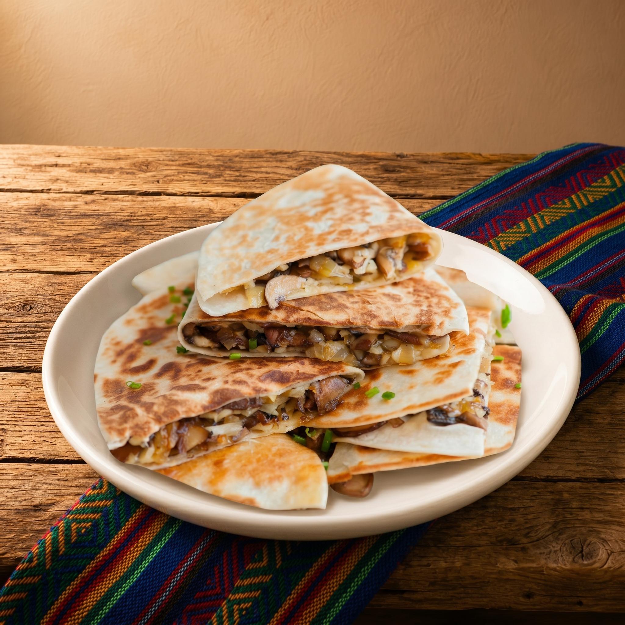 Bacon and Mushroom Quesadilla.