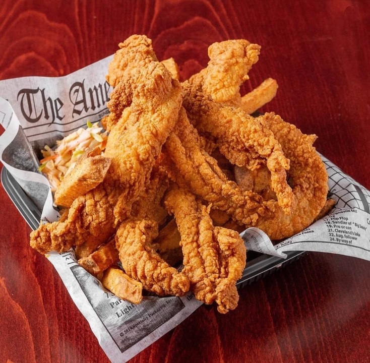 Catfish Tenders - 8pc  (includes fries & slaw).