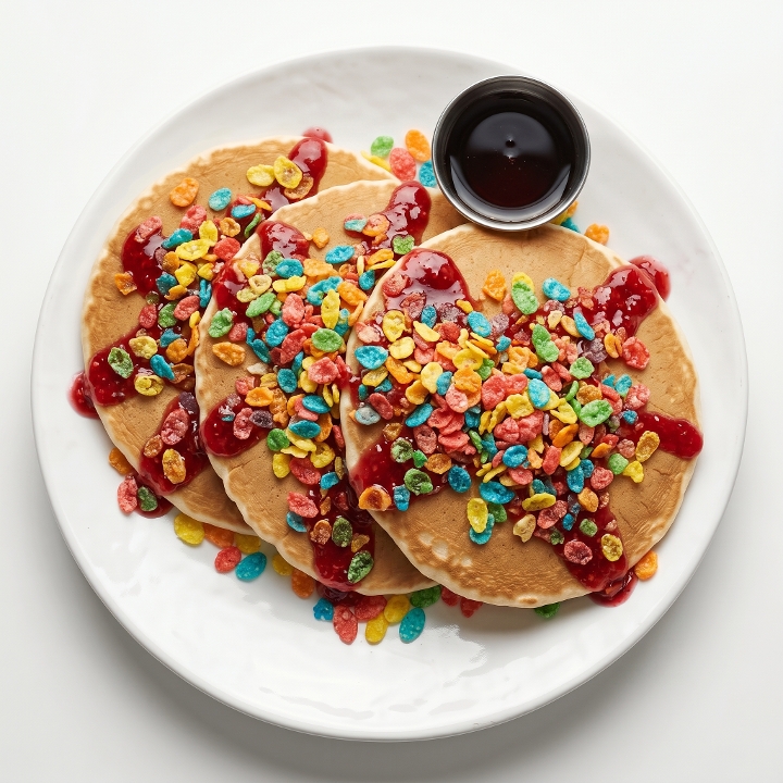 Fruity Pebbles Pancakes.