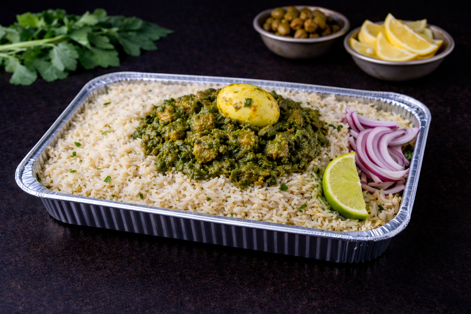 Family Pack Pachimirchi Chicken Pulao (Green Chilli Chicken Pulao).