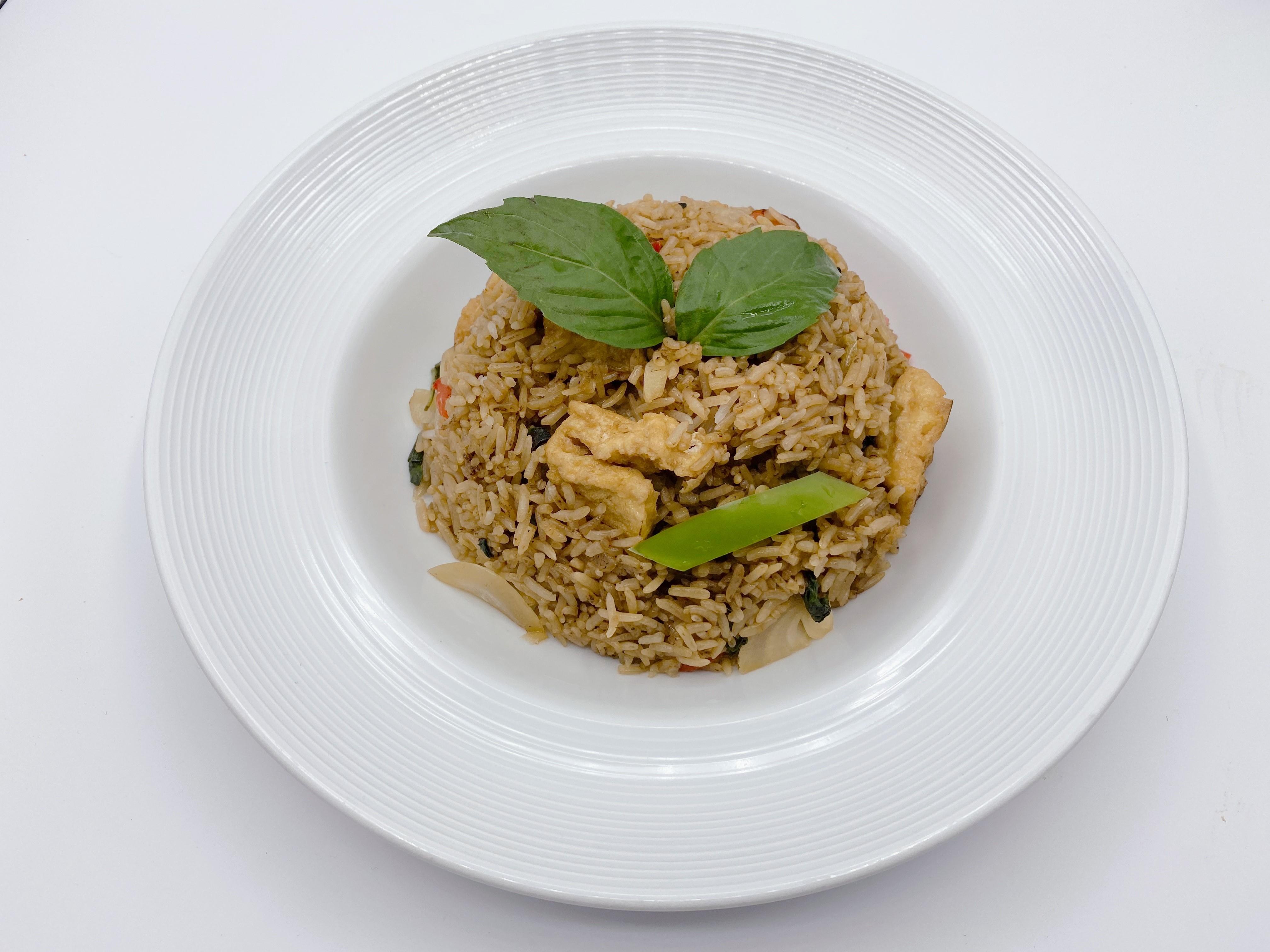 Vegan Thai Basil Spicy Fried Rice.
