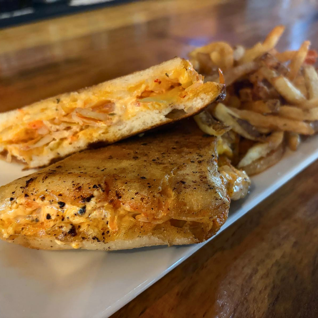 Kimchi Grilled Cheese + Fries.
