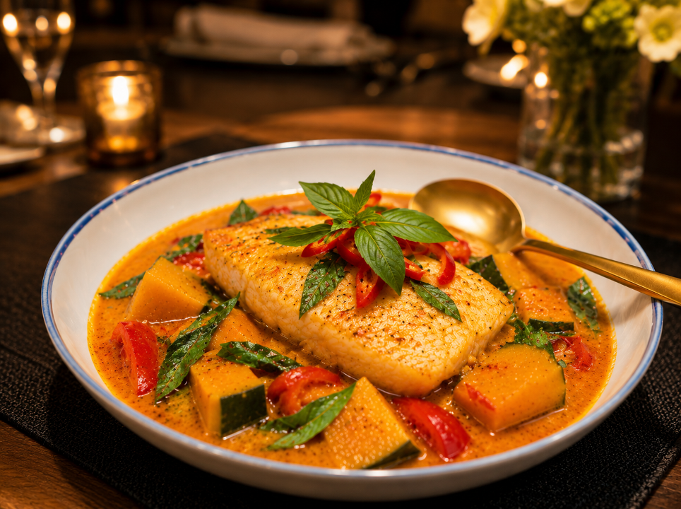 Thai Harvest Pumpkin Sea Bass Curry 🌶️.