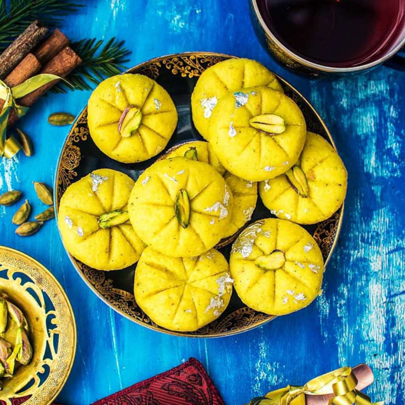 Kesar Khoya Peda BOX 1 LB ( Saffron ) * Soft Creamy *.