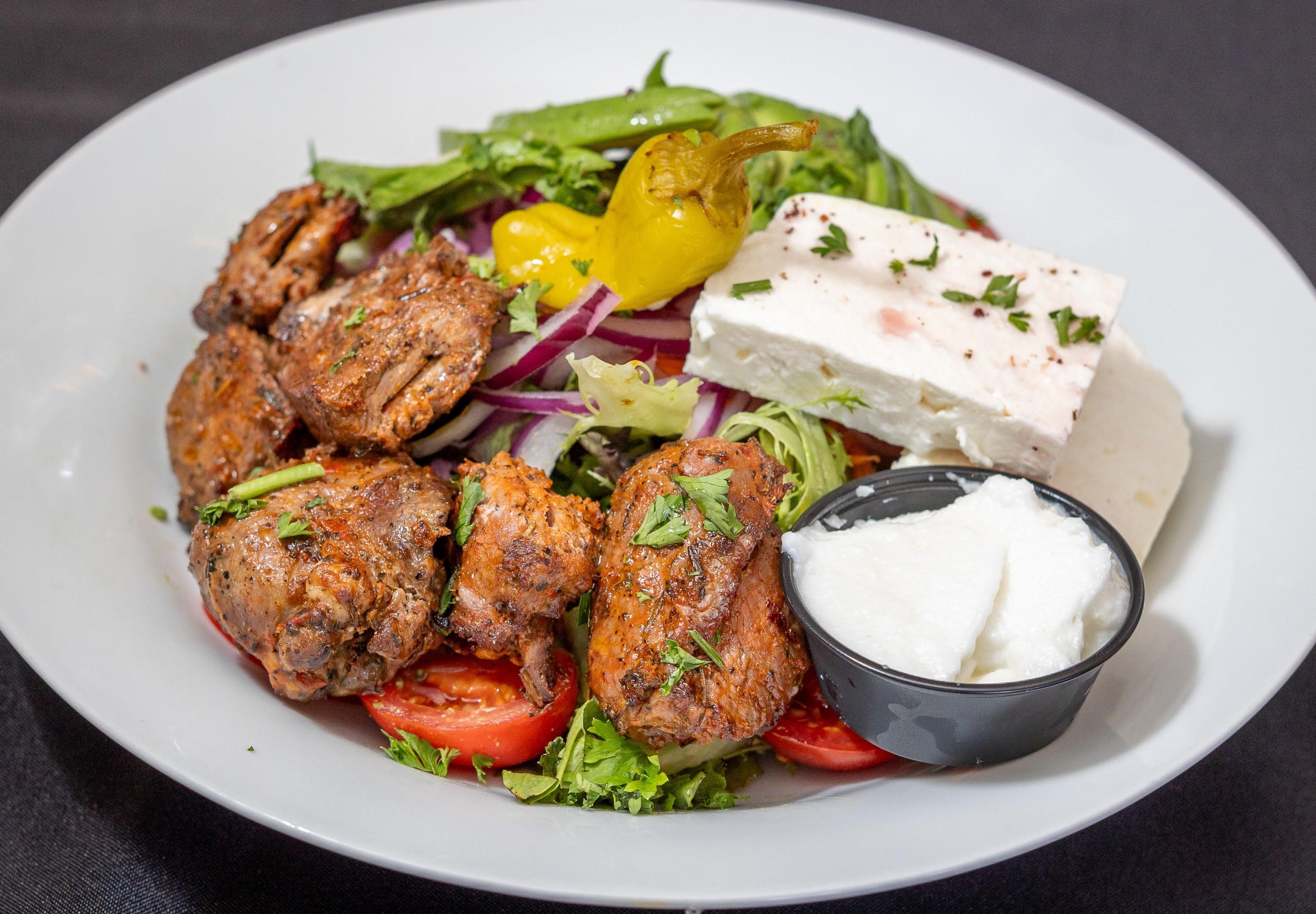 Lamb Kabob Salad.