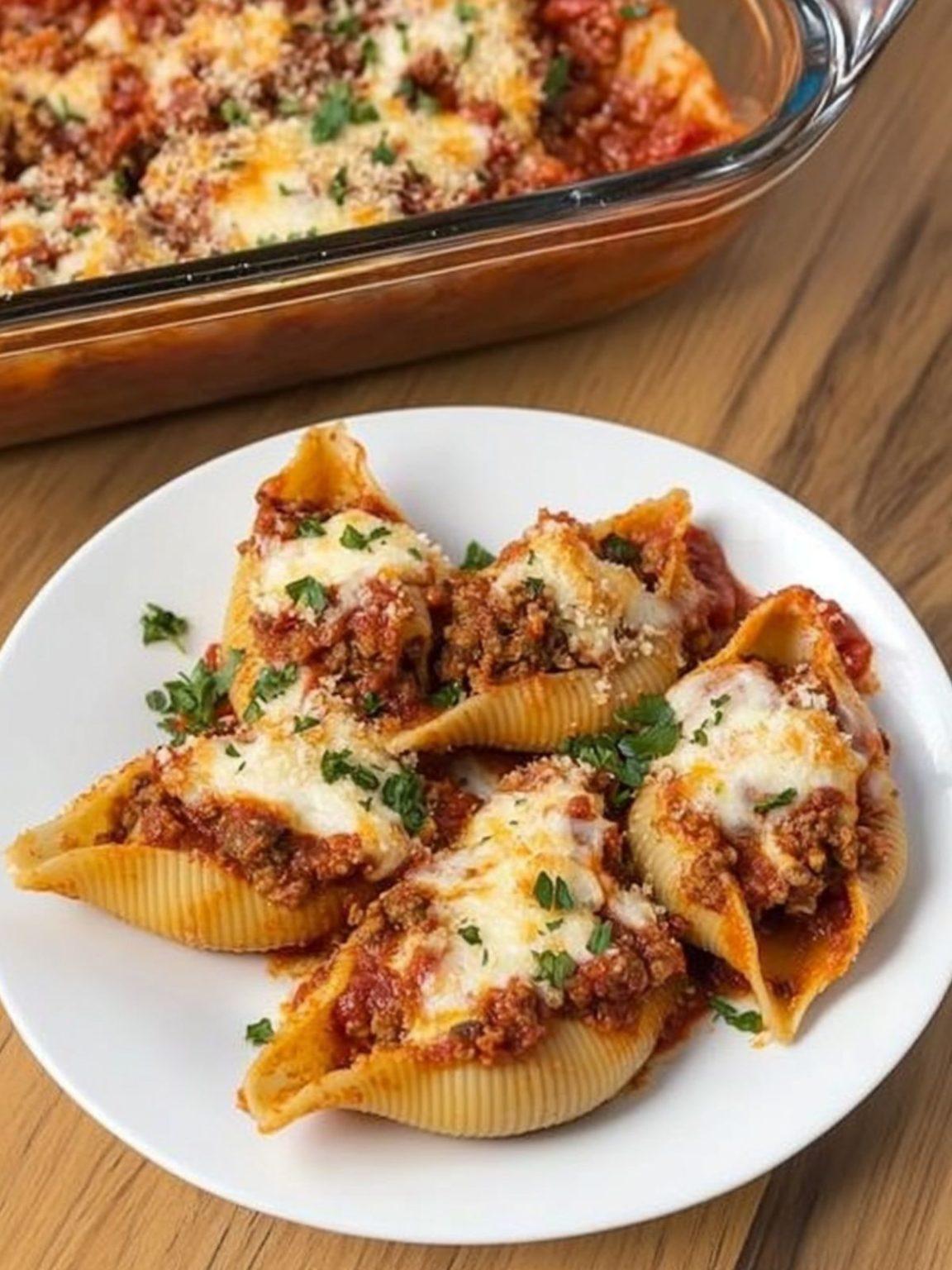 Homemade Baked Stuffed Shells Meat Optional.