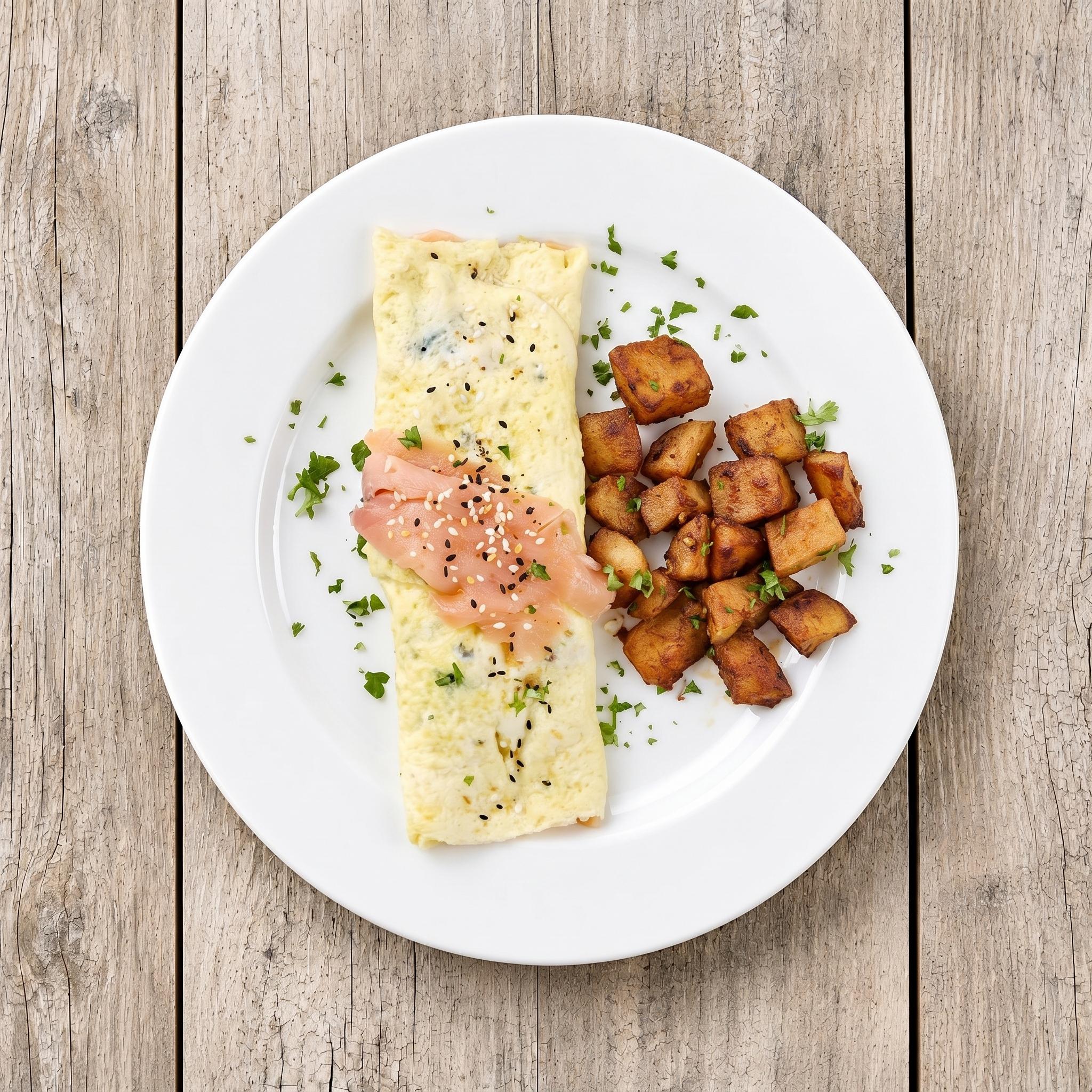 Smoked Salmon Omelette.