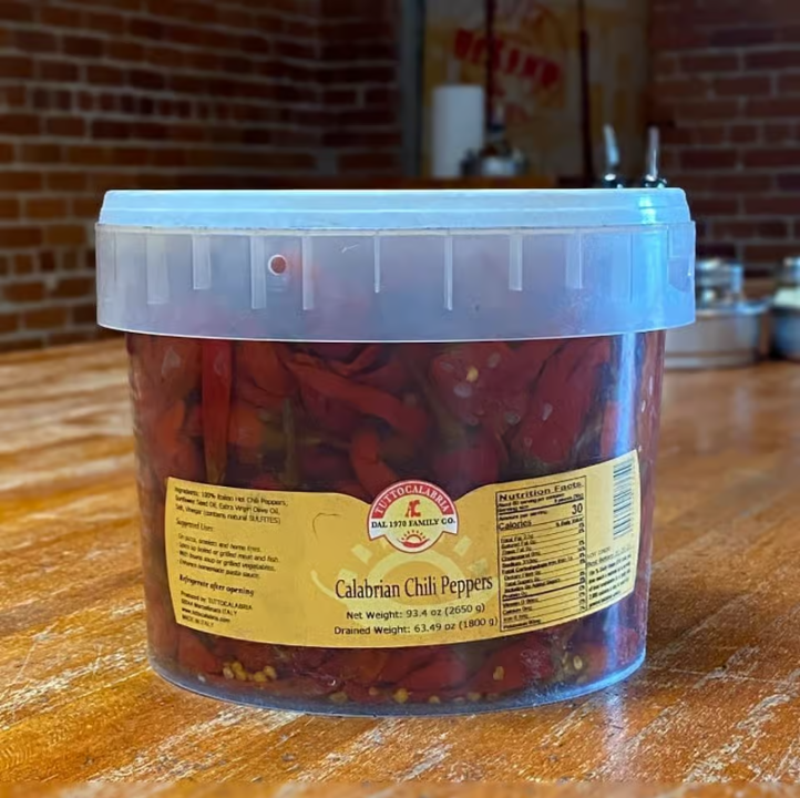Large Tub Calabrian Peppers.