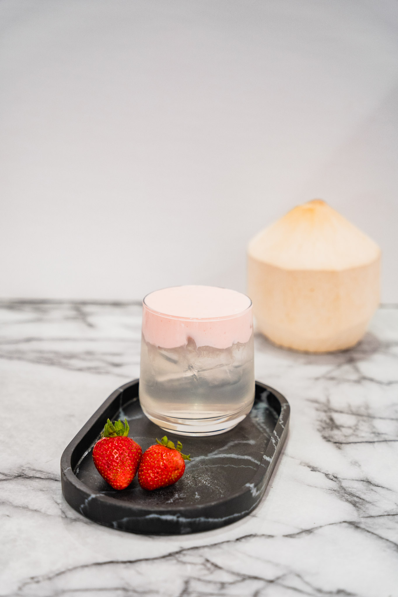 Strawberry Foam w/ Coconut Water.