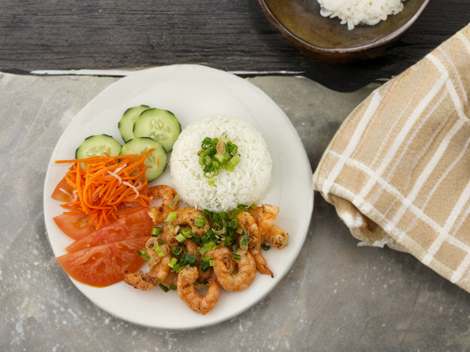 Grilled Shrimp with Rice.
