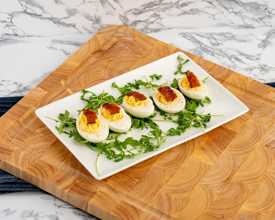 Crispy Bacon Deviled Eggs.