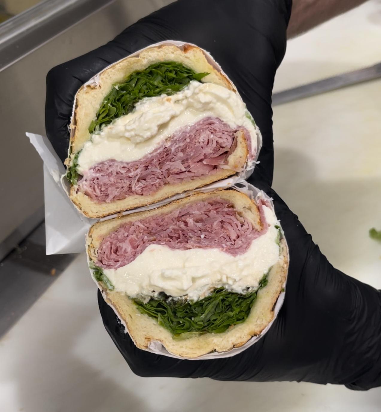 Prosciutto & Burrata Sandwich.