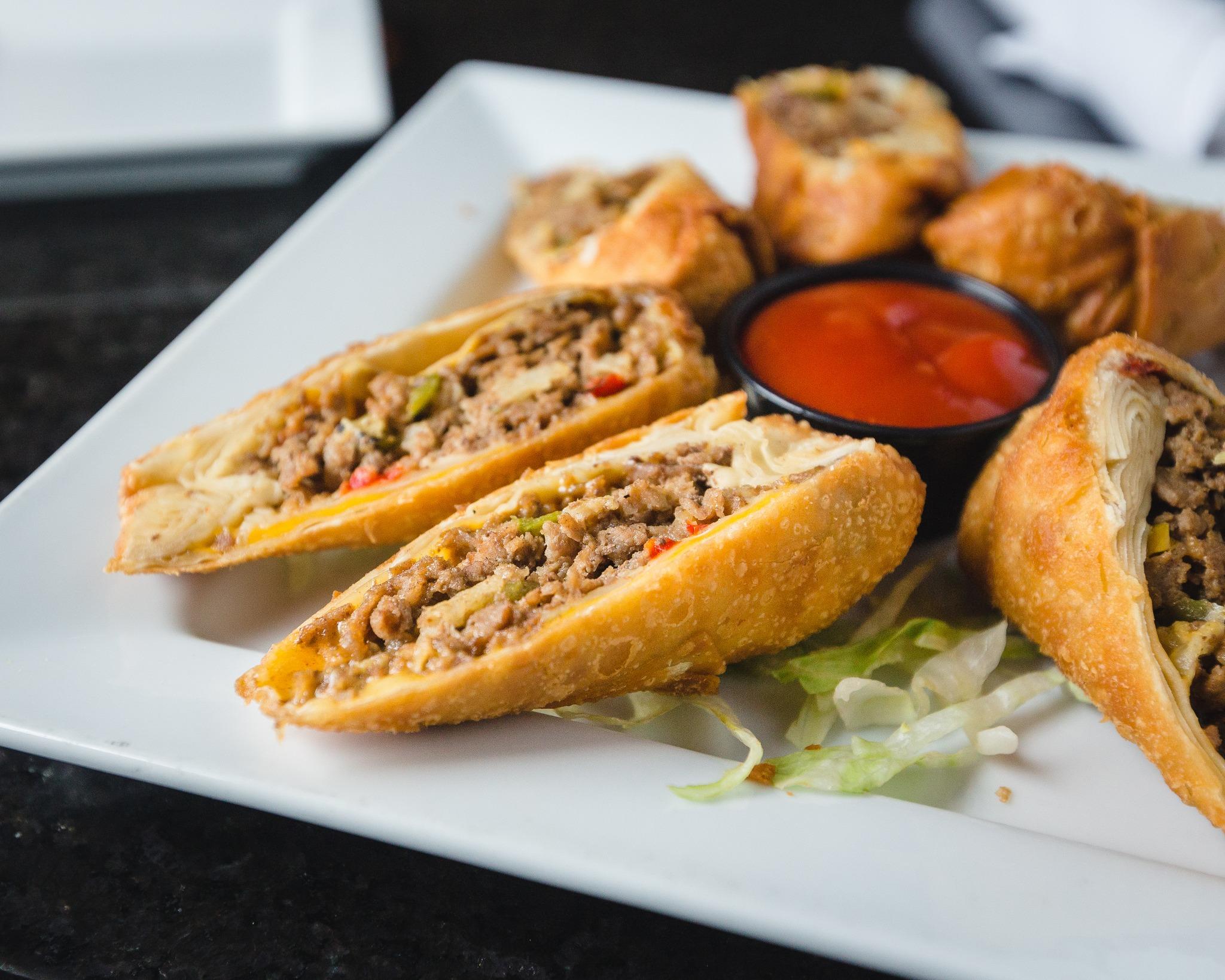 Cheese Steak Egg Rolls.