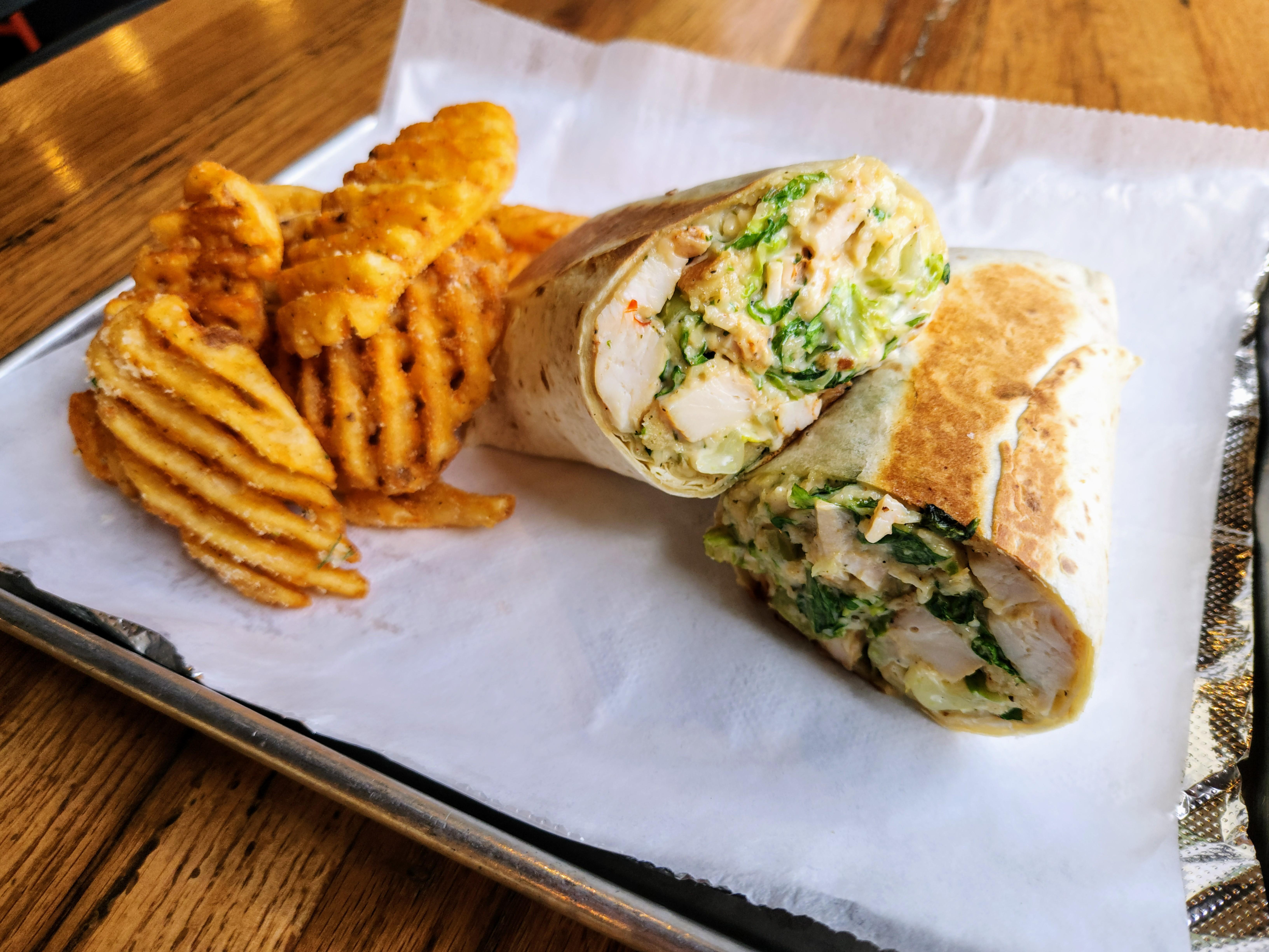 Blackened Chicken Caesar Wrap.