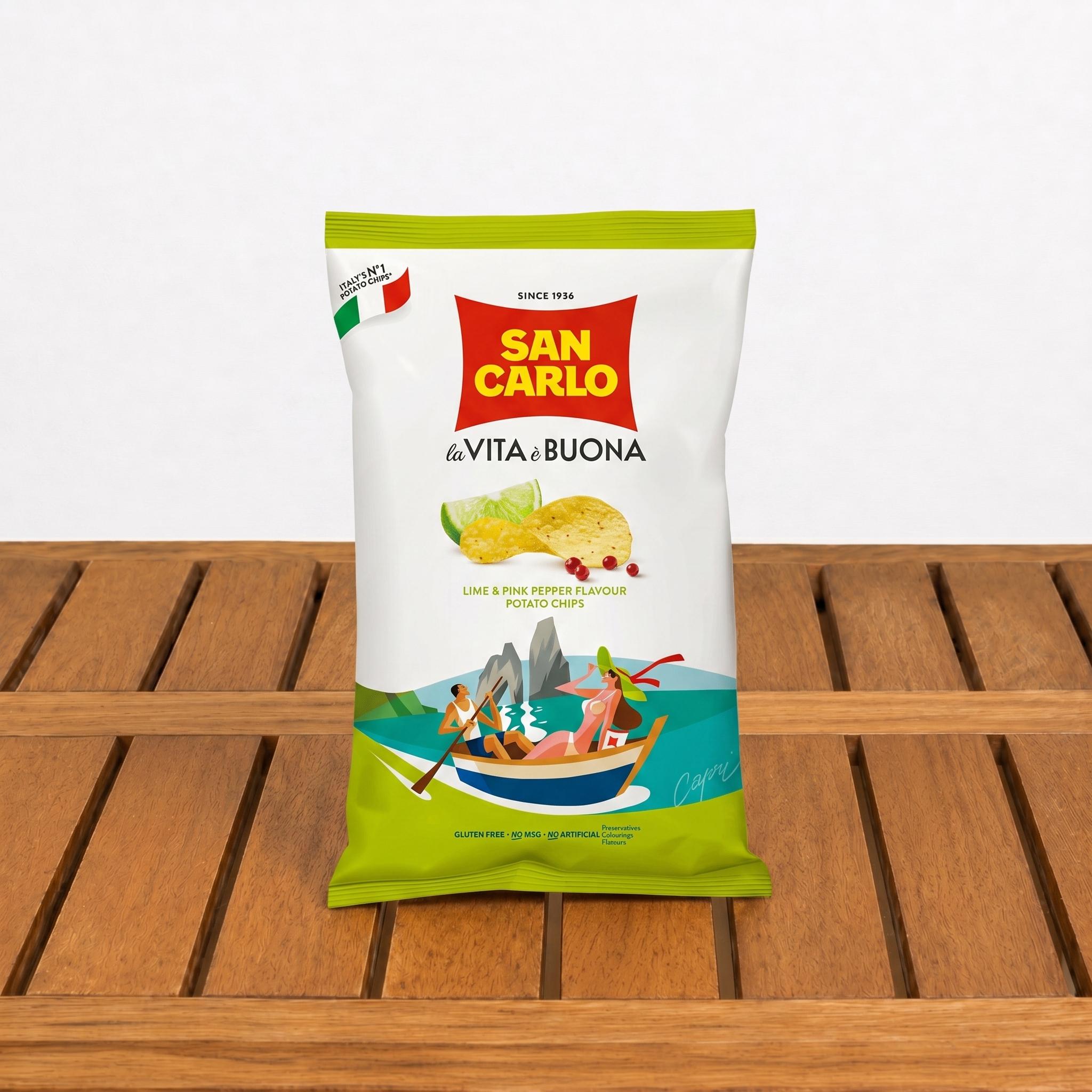 Lime and Pink Pepper Potato Chips.